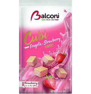 Balconi Cubi Wafers Strawberry Chocolate Candy