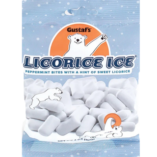 Gustaf's Licorice Ice Peppermint Bites with Sweet Licorice Chocolate Candy