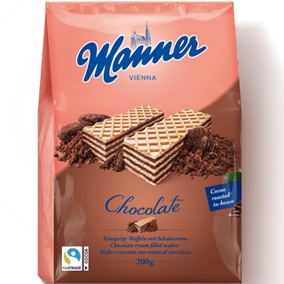 Manner chocolate wafer package on a white background